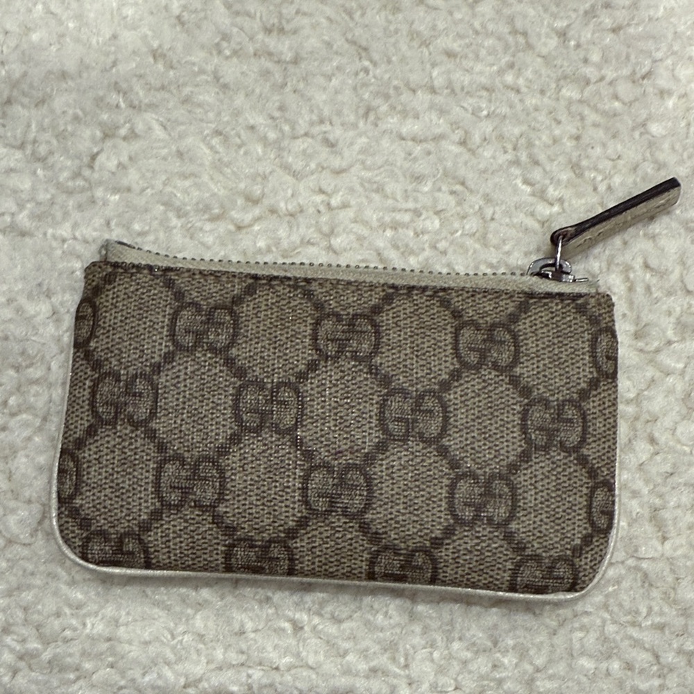 Gucci Beige Monogram Zip Pouch